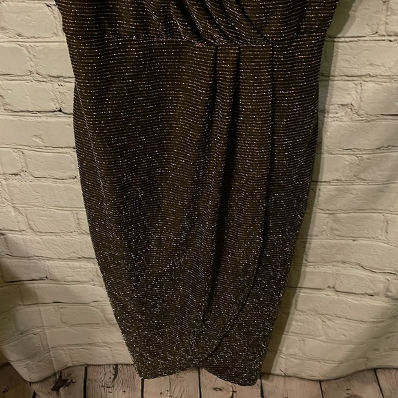Guess Black With Gold & Silver Metallic Threads Cocktail Dress Size 12 - Picture 3 of 5